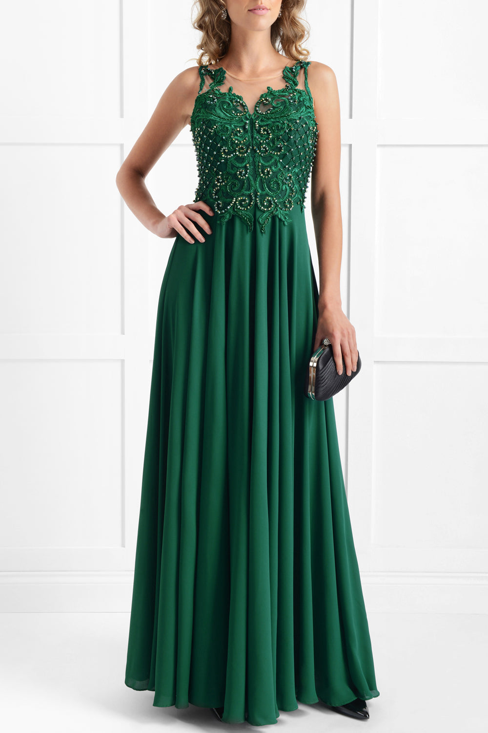 Green A-Line Floor Length Evening Dress Karim London Green A-Line Floor Length Evening Dress Karim London